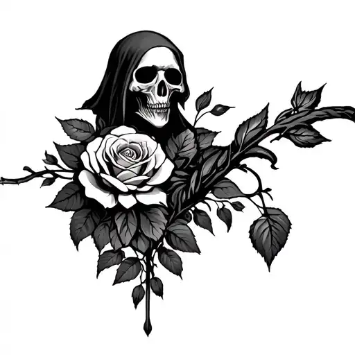 Full Body Reaper With Dead Roses Intertwined