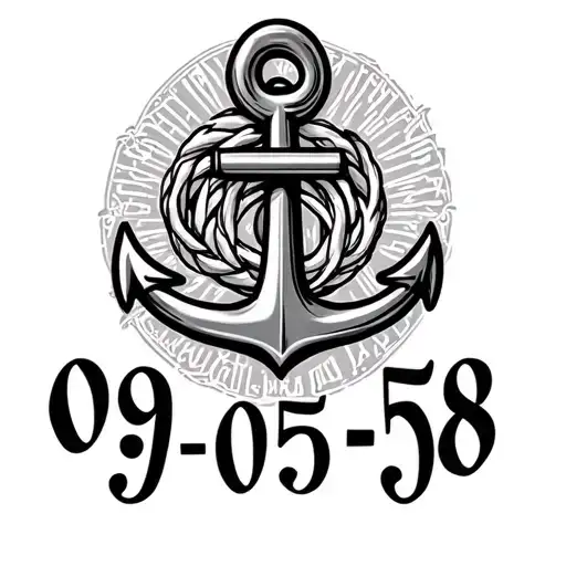 Anchor And 09-05-58 Written Underneath The Anchor Intertwined
