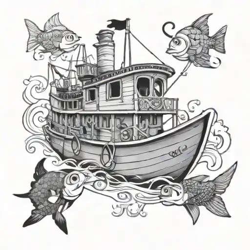 Dory Boat Floating With Names Written Oaklyn And Kenley