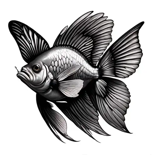 Angel Fish With A Butterfly Over It