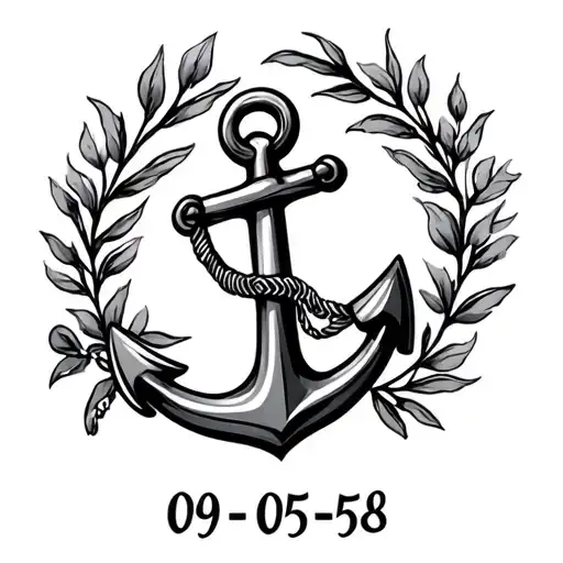 Small Dainty Anchor And 09-05-58 Written Underneath The Anchor Dainty Small Writing