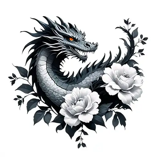 Dragon And Flowers