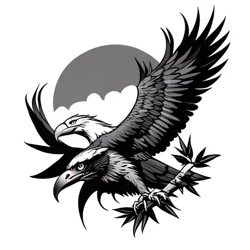 Bamboo With Eagle And Sun