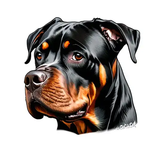 Rottweiler Head Roses Intertwined