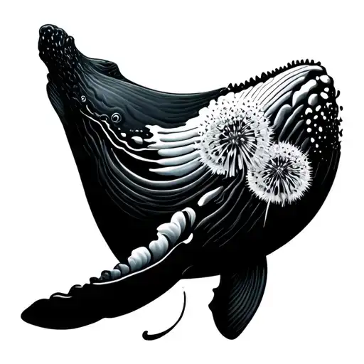 Humpback Whale With A Dendelion Creating A Semicolon
