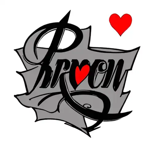 Brandon In Cursive Font The Letter With Red Heart Incorporated Into The Cursive