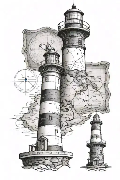 Lighthouse Infront Of Old Map