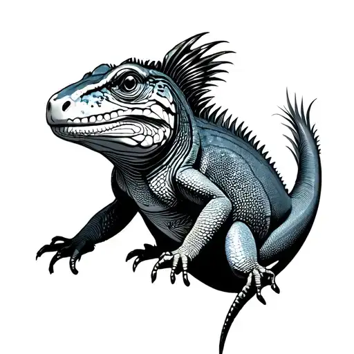 Iguana Hanging Off The Side