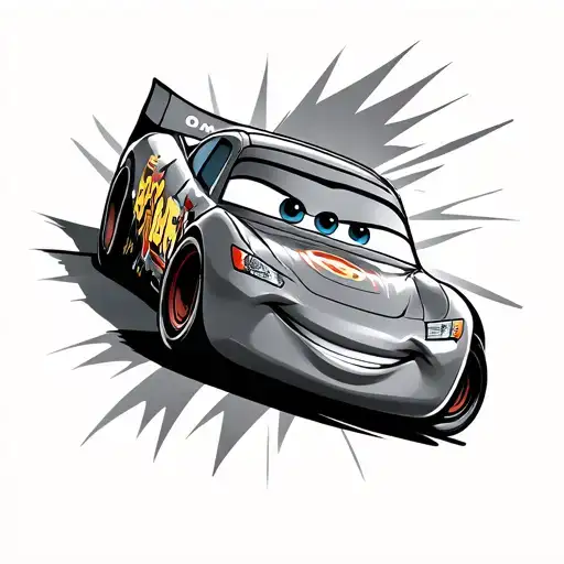 Simple Low Detail Single Line Lightning Mcqueen Cars