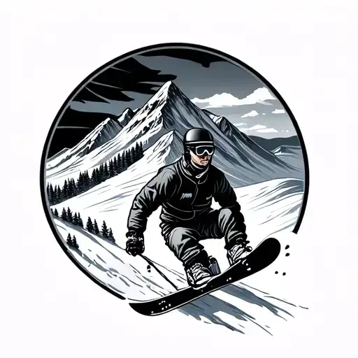 Snow Mountain And Snowboarding