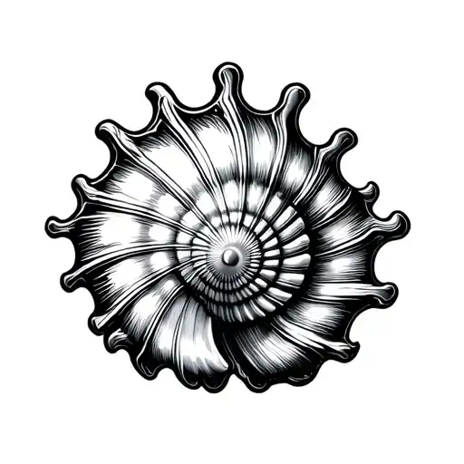 Fine Line Shell With W Waves Crashing