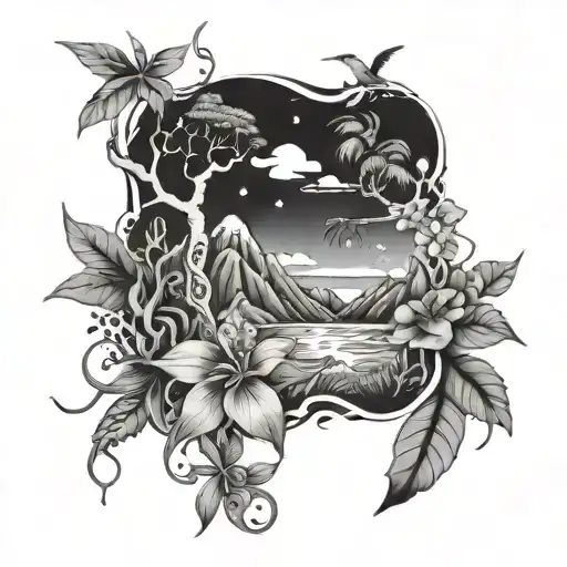 Nature Scene With Elements Symbolizing Keilani Kimani Kierrah Nalani Jordan Leilani Kobe