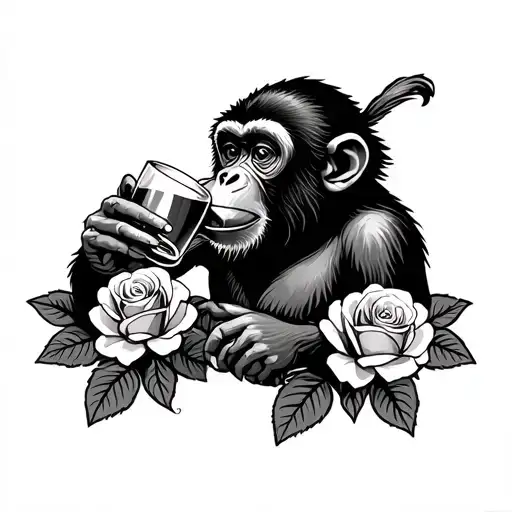 Monkey Drinking Roses Banner