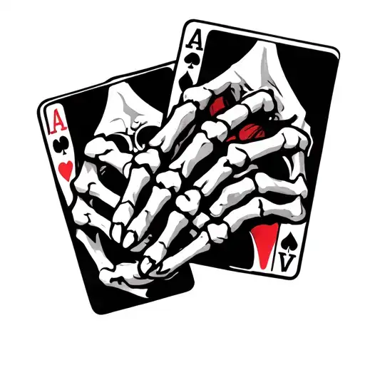 Skeleton Hands Holding 2 Black Jack's