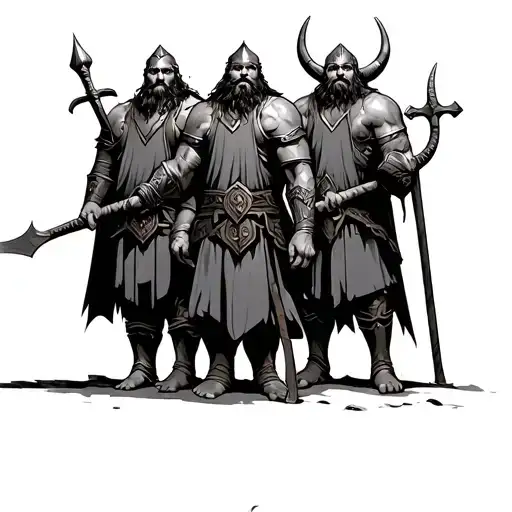 3 Viking Warriors Standing Together