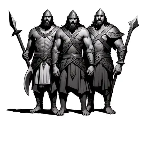 3 Viking Warriors Standing Together