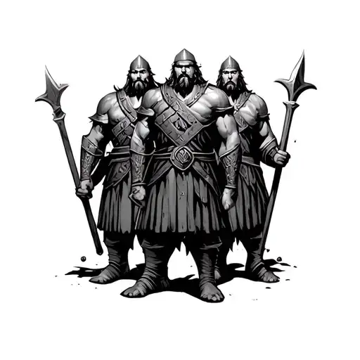 3 Viking Warriors Standing Together Representing