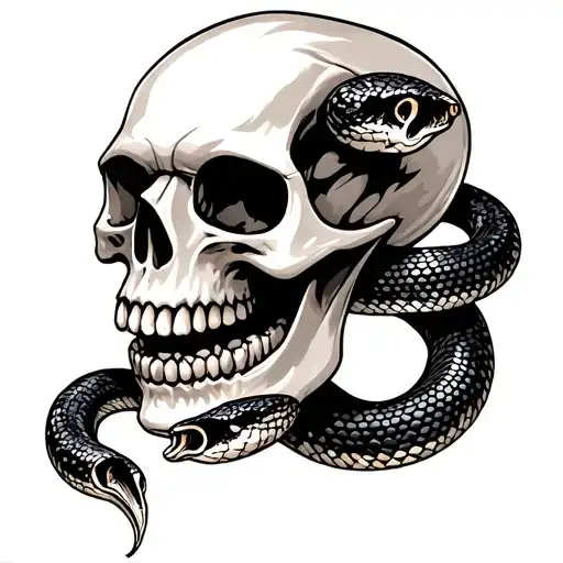 Skull With Snake