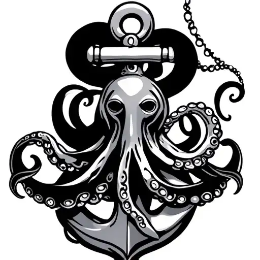 Octopus And An Anchor Intertwined