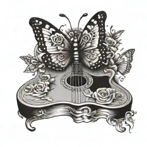 Butterfly Sitting On Guitar