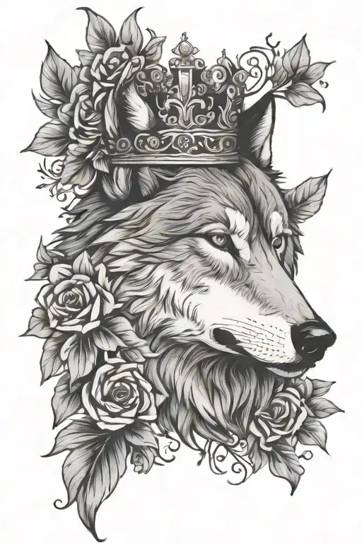Wolf Head Cross Flowers Crown
