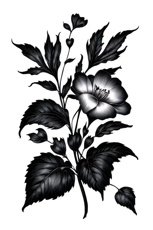 Ian James Revin Hearts Flower Large Black Leaves