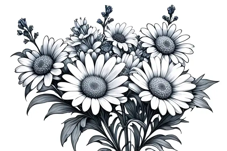 Daisy And Larkspur Flowers Wrapped