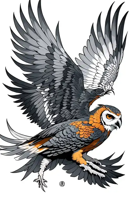 A Japanese Phoenix Flying Owl
