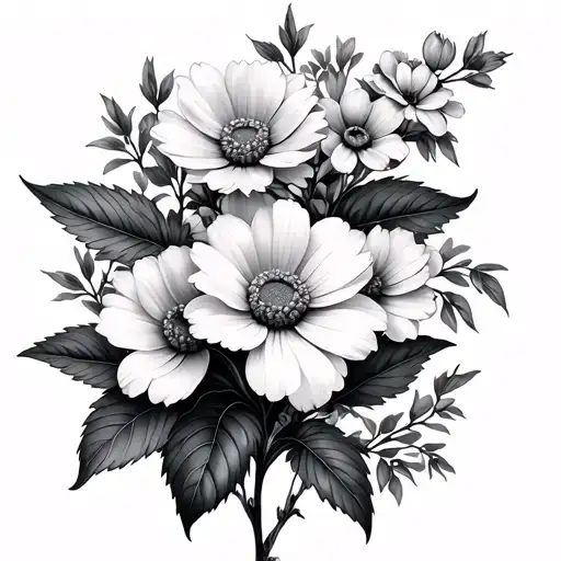 Honeysuckles And Mums Flowers Growing And Wrapped