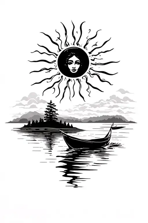 Lake Life Intertwined With Sublime Sun Half Sleeve