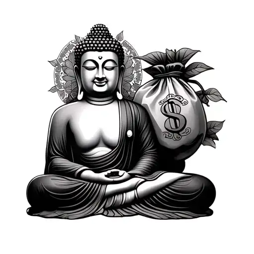 Buddha Sitting With Money Bag