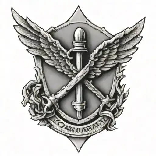 Combat Infantry Badge Entwined In A Us Flag