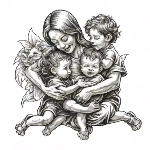 Mom Angle With Two Kid Angles Holding