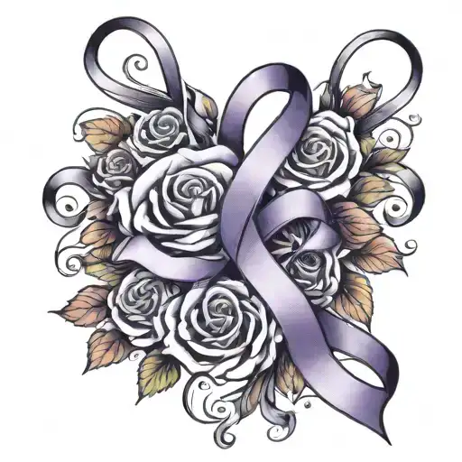 Purple Ribbon With What The Mind Forgets The Heart Will Always Remember And Flowers Around