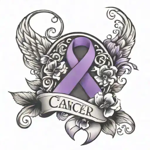 Purple Cancer Ribbon With What The Mind Forgets The Heart Will Always Remember And Flowers Around