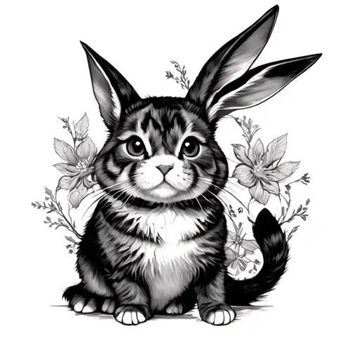 Left Thigh Father Time From Alice In Wonderland And Chesire Cat The Bunny