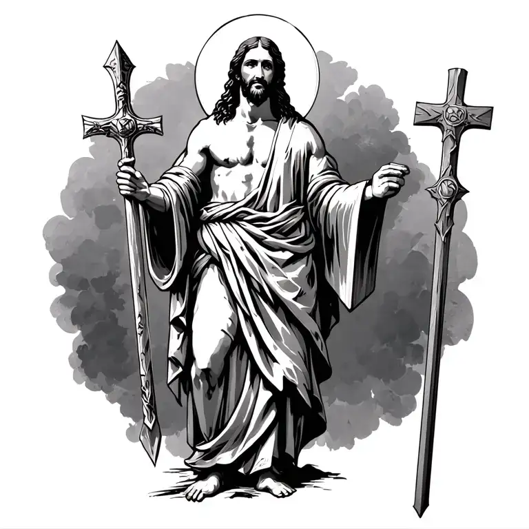 Jesus Standing Tall With The Armor Of God