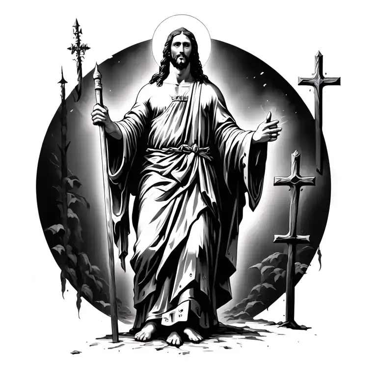 Jesus Standing Tall With The Armor Of God