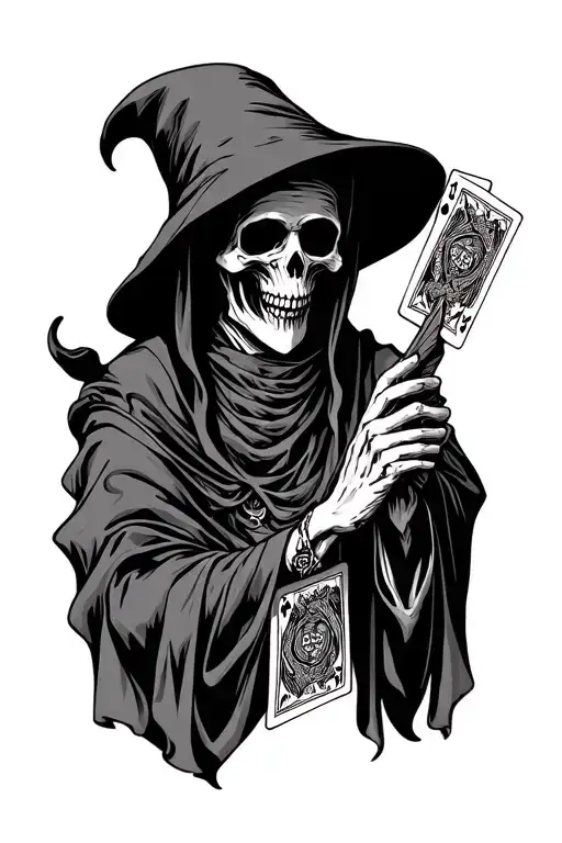 Grim Reaper Holding Cards