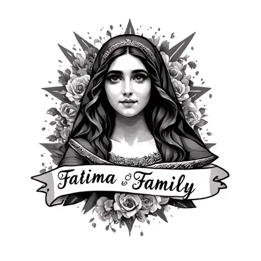 Fatima Name Tattoo With Angles And Rip Lost Family