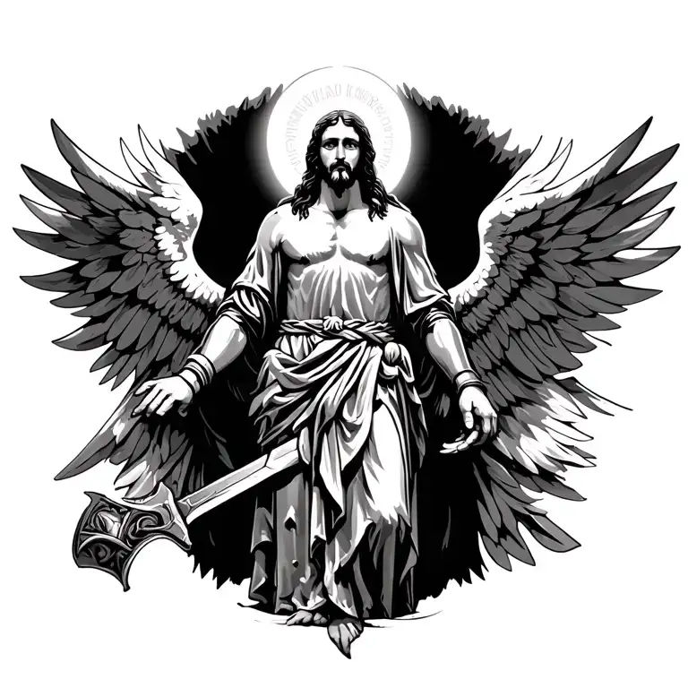 Jesus Standing Tall With The Armor Of God On Full Body And Angelic