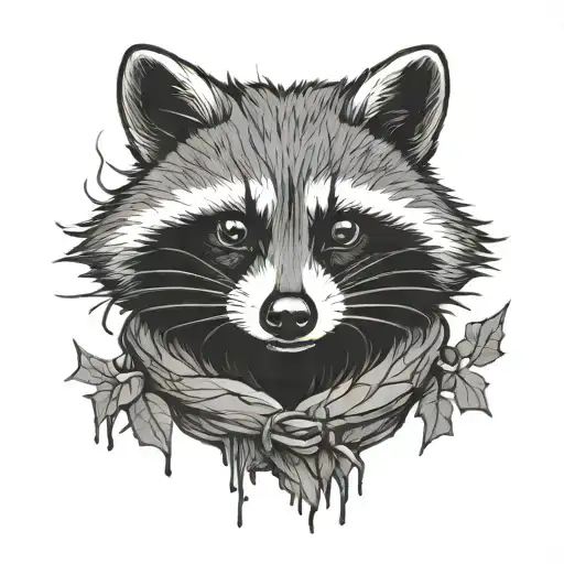 Raccoon Halloween Drawing Style