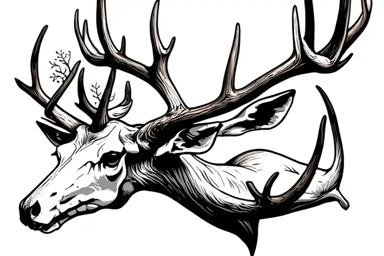 Simple Deer Skull With Antlers