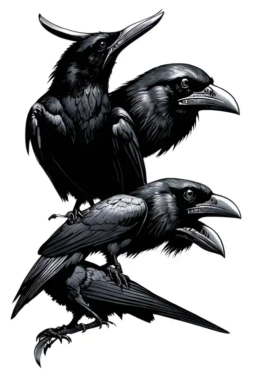 Two Ravens And Aliens Having A Mexican