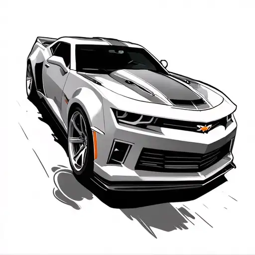 Silhoutte Of A Camaro Outline Sideview