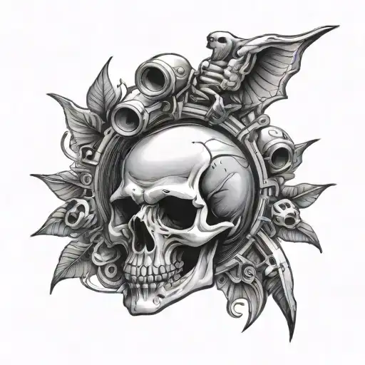 Diver Skull Surrounded