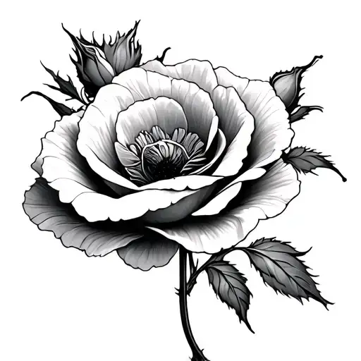 Poppy Flower Interlocking A Rose Flower