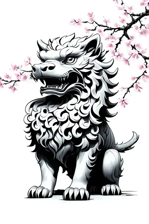 Foo Dog Cherry Blossom Tree