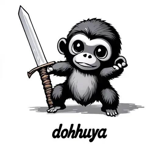 Cheburashka Holds A Light Sword And The Word Dohuya Is Written From Below