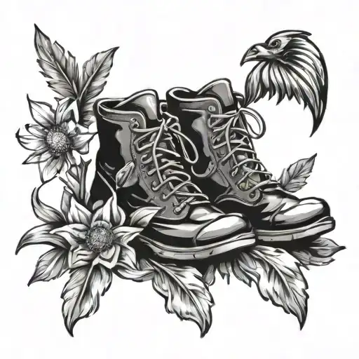 Mountain Boot With Bird Feather And Edelweiss Inside